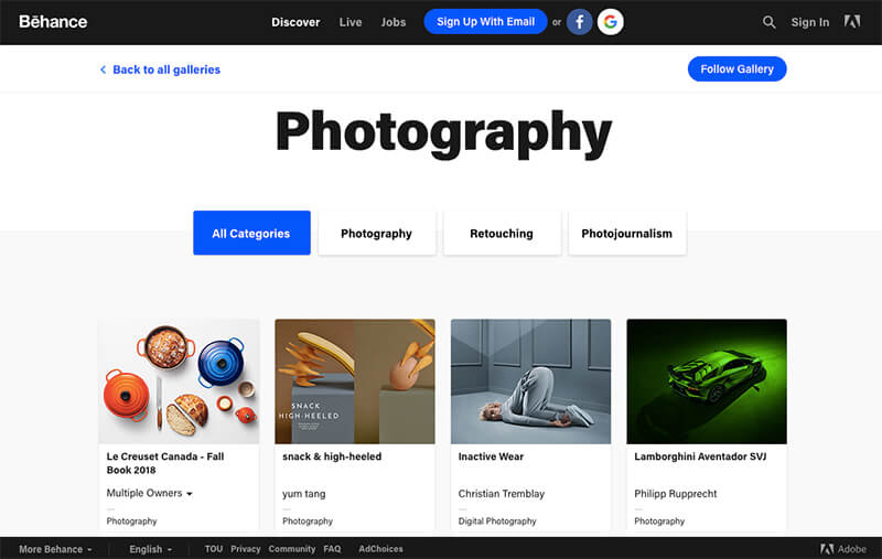 behance image sharing site