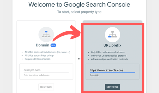 url prefix google search console