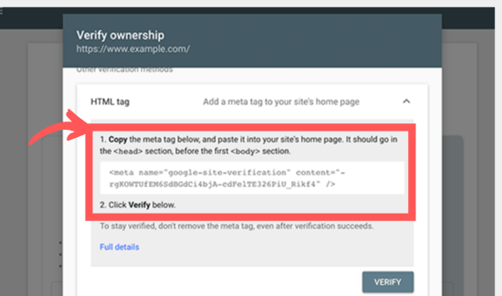 verify ownership search console