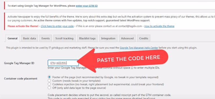 google tag manager code