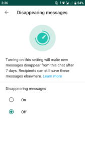 Whatsapp disappearing feature