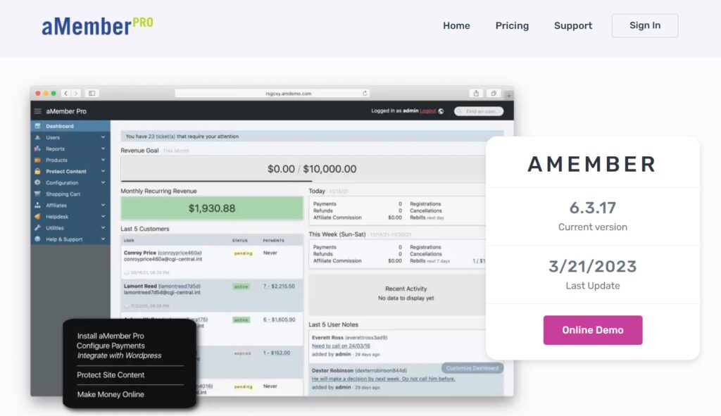 amemberpro wordpress membership plugin price