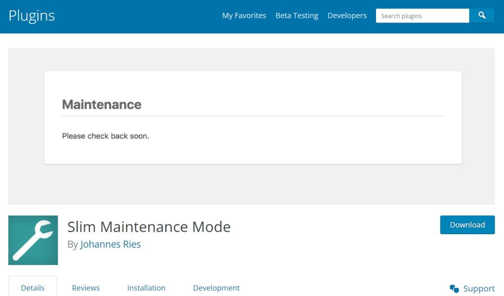 slim maintenance mode wordpress plugin