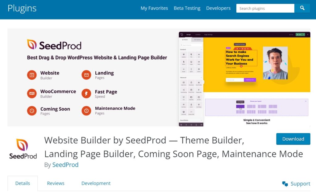 website builder by seedprod maintenance mode wordpress plugin