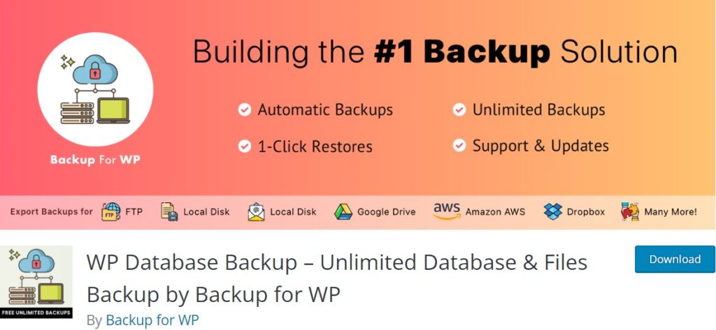 wp database backup for wp wordpress backup plugin