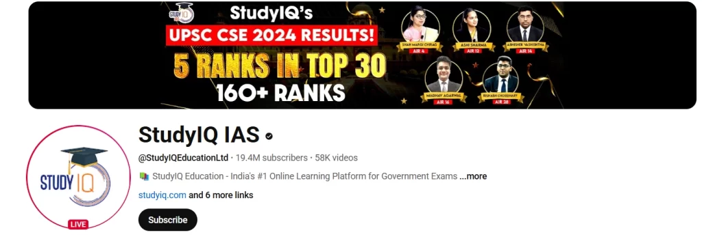 StudyIQ IAS youtube channel