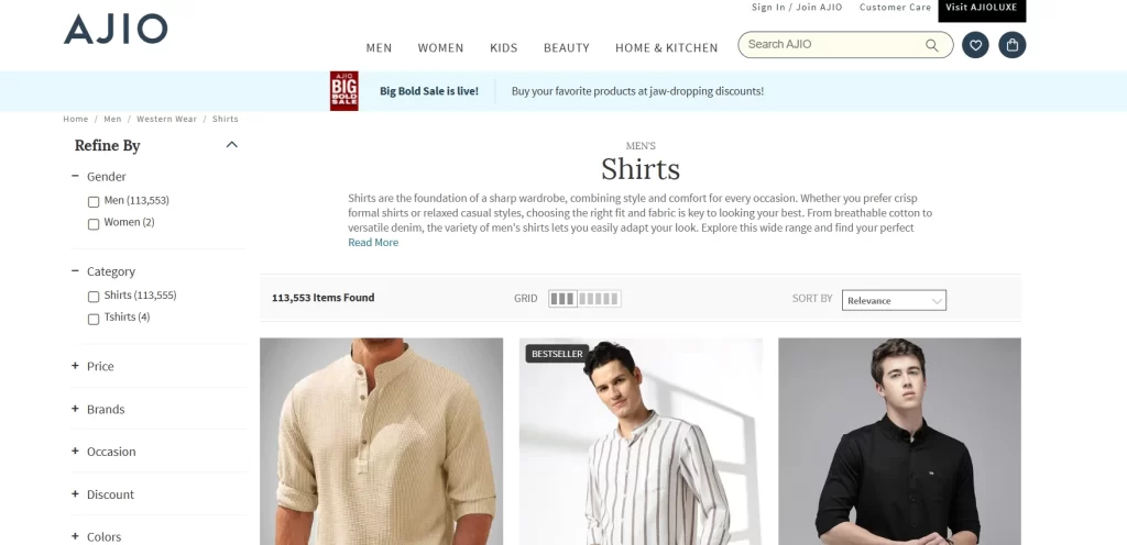 ajio online shopping website