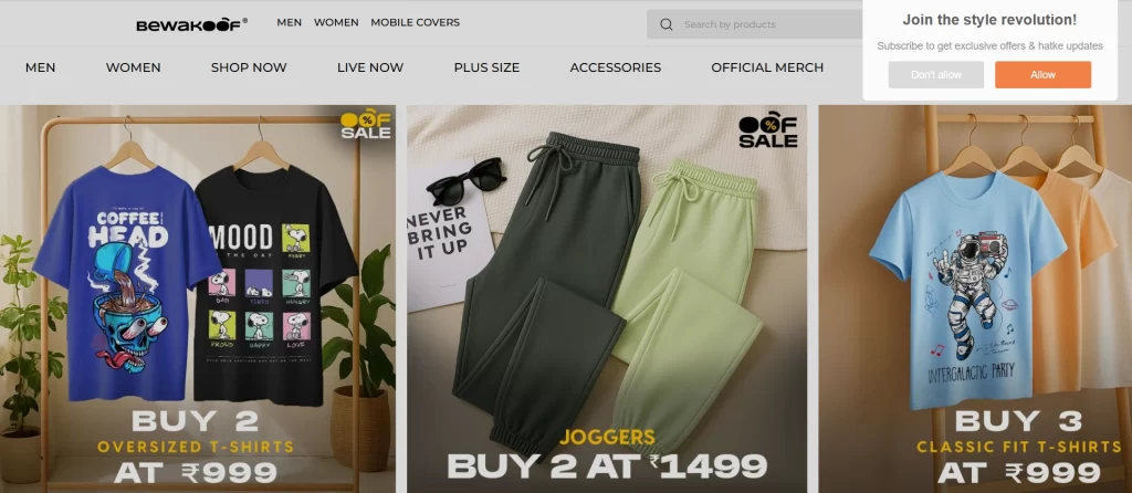 bewakoof online shopping website