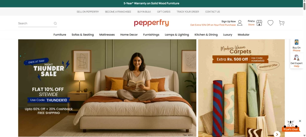 pepperfry online shopping website