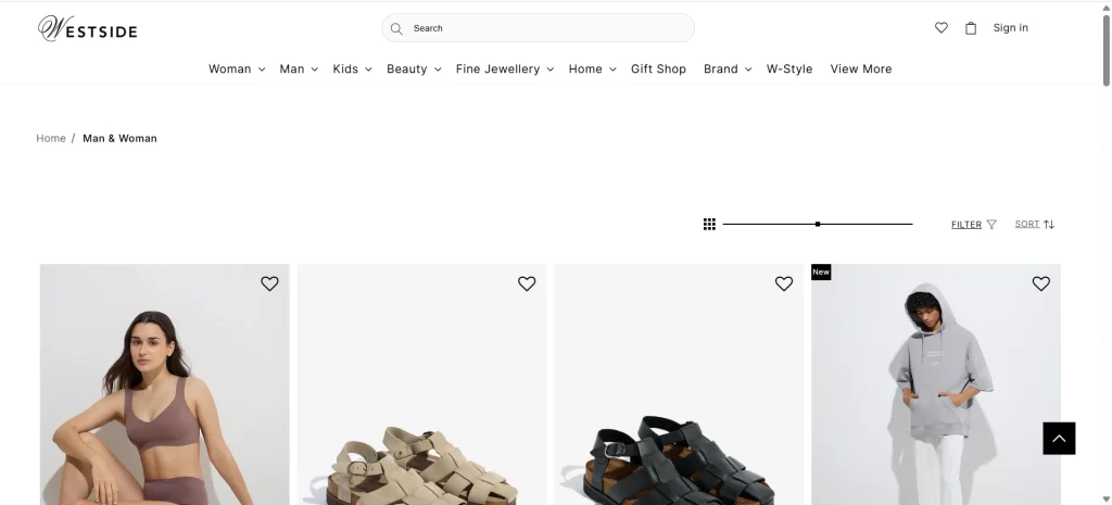 westside online shopping website